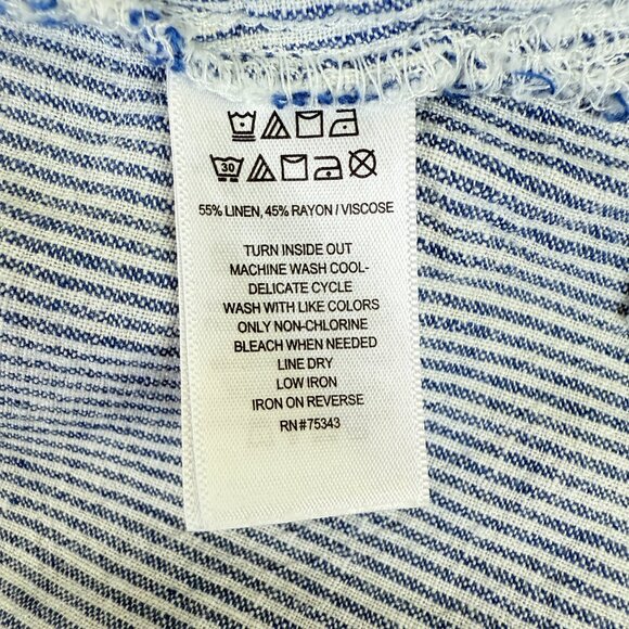 Tahari Linen Blend Relaxed V-Neck Striped Tunic Dress – Women’s 1X - Picture 9 of 10